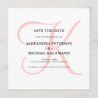 Elegant Modern Monogram in Roze Save the Date