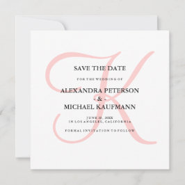 Elegant Modern Monogram in Roze Save the Date