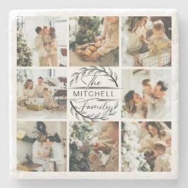 Elegant Modern Monogram Initiaal Familienaam Foto Stenen Onderzetter