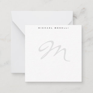 Elegant Modern Monogram Initiaal Letter Jouw naam Notitiekaartje