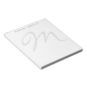 Elegant Modern Monogram Initiaal Letter Uw Naam Notitieblok (Schuin)
