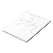 Elegant Modern Monogram Initiaal Letter Uw Naam Notitieblok (Linkerzijde)