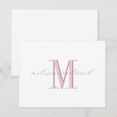 Elegant Modern Monogram Initiaal Script Naam Roze Notitiekaartje (Voorkant / Achterkant)