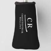 Elegant Modern Monogram Initialen Naam Black Putte Golfheadcover (Draai 90)