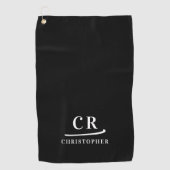 Elegant Modern Monogram Initialen Naam Zwart Wit Golfhanddoek (Voorkant)