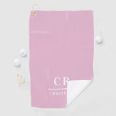 Elegant Modern Monogram Initials Name Pink White Golfhanddoek (Insitu)