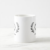 Elegant Modern Monogram Laurel Wreath Trendy Zwart Koffiemok (Center)