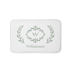 Elegant modern monogram met schaarste groen wit badmat