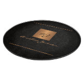 Elegant modern monogram met unieke zwarte goudnaam snijplank (Hoek)