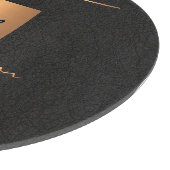 Elegant modern monogram met unieke zwarte goudnaam snijplank (Hoek)