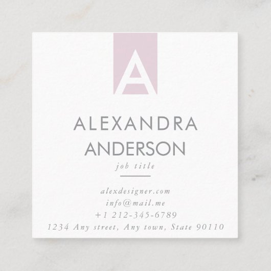 Elegant modern monogram minimaal vierkante visitekaartje (Achterkant)