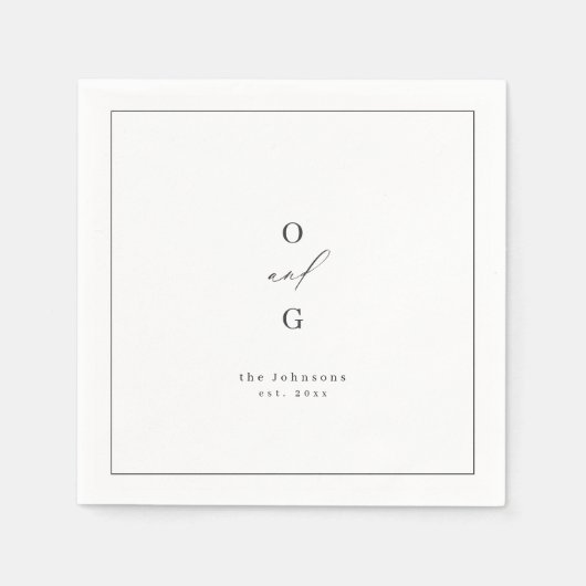 Elegant modern monogram minimalistische bruiloft servet (Voorkant)