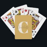 Elegant Modern Monogram Naam Dusty Yellow Pokerkaarten<br><div class="desc">Eenvoudig gepersonaliseerd monogram en naam in mosterd gele speelkaarten</div>