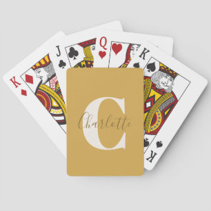 Elegant Modern Monogram Naam Dusty Yellow Pokerkaarten