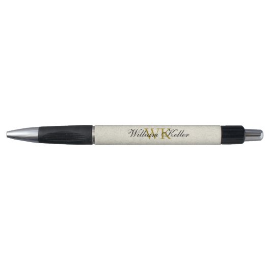 Elegant modern monogram, naam goud geel roze pen (Voorkant)