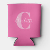 Elegant Modern Monogram Naam in Hot Pink Blikjeskoeler (Voorkant)