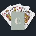 Elegant Modern Monogram Naam in Sage Green Pokerkaarten<br><div class="desc">Eenvoudig Gepersonaliseerd Monogram en Naam in Groene het Spelen Kaarten van de Sage</div>