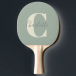 Elegant Modern Monogram Naam in Sage Green Tafeltennisbatje<br><div class="desc">Eenvoudig gepersonaliseerd monogram en naam in Sage Green Ping Paddle</div>