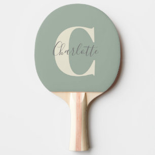 Elegant Modern Monogram Naam in Sage Green Tafeltennisbatje