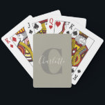 Elegant Modern Monogram Naam in Taupe Pokerkaarten<br><div class="desc">Eenvoudig persoonlijk monogram en naam in tapekaarten</div>