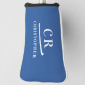 Elegant Modern Monogram Naam Initialen Blue Putter Golfheadcover (Draai 90)