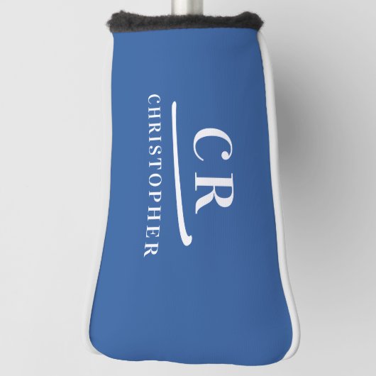 Elegant Modern Monogram Naam Initialen Blue Putter Golfheadcover (Draai 90)