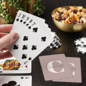 Elegant Modern Monogram Name Dusty Mauve Pokerkaarten (Insitu)