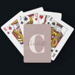 Elegant Modern Monogram Name Dusty Mauve Pokerkaarten<br><div class="desc">Eenvoudig persoonlijk monogram en naam in mosterd-speelkaarten</div>