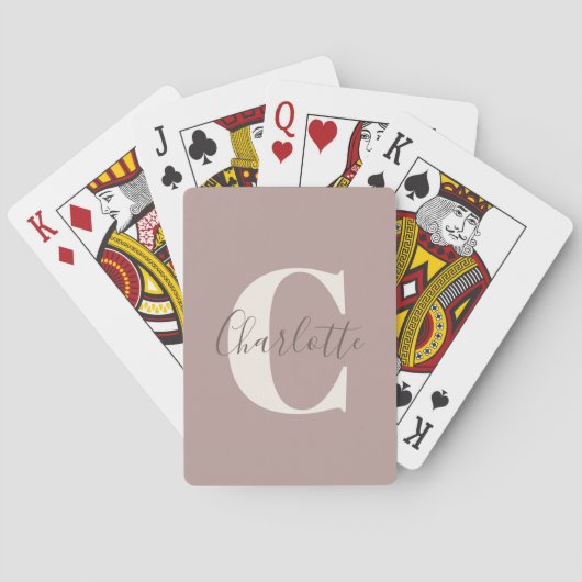 Elegant Modern Monogram Name Dusty Mauve Pokerkaarten (Achterkant)