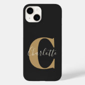 Elegant Modern Monogram Name in Black Gold Case-Mate iPhone Case (Achterkant)