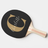 Elegant Modern Monogram Name in Black Gold Tafeltennisbatje (Zijkant)