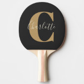 Elegant Modern Monogram Name in Black Gold Tafeltennisbatje (Voorkant)