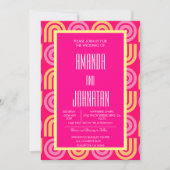 Elegant modern monogram neon roze geometrische vor kaart (Voorkant)