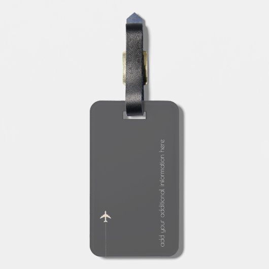 Elegant & Modern Monogram op grijs Reizen Bagagelabel (Achterkant verticaal)