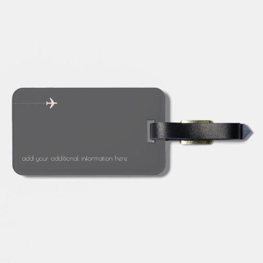Elegant & Modern Monogram op grijs Reizen Bagagelabel (Achterkant horizontaal)