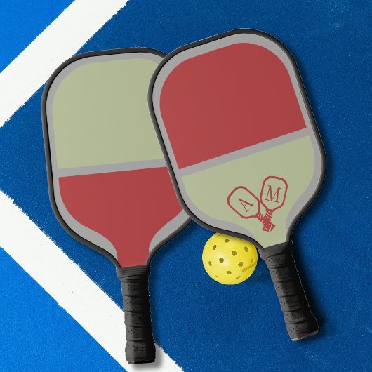 Elegant Modern Monogram Pickleball Symbol  Pickleball Paddle
