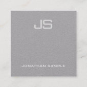 Elegant modern monogram Premium Gray Plain Luxury Vierkante Visitekaartje (Voorkant)