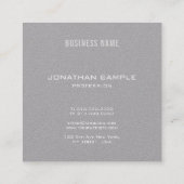 Elegant modern monogram Premium Gray Plain Luxury Vierkante Visitekaartje (Achterkant)
