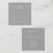 Elegant modern monogram Premium Gray Plain Luxury Vierkante Visitekaartje (Voorkant / Achterkant)