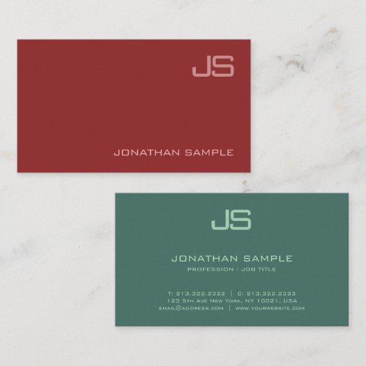 Elegant modern Monogram Professional Design Luxe Visitekaartje (Voorkant / Achterkant)