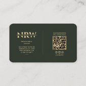 Elegant Modern Monogram Professioneel Donkergroen Visitekaartje (Achterkant)