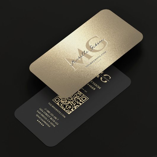 Elegant Modern Monogram Professioneel Faux Goud Visitekaartje