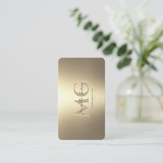 Elegant Modern Monogram Professioneel Faux Goud Visitekaartje (Staand voorkant)