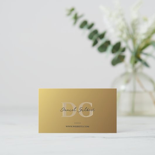 Elegant modern monogram professioneel goud visitekaartje (Staand voorkant)