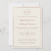 Elegant Modern Monogram Roos Gold Wedding Kaart (Voorkant)