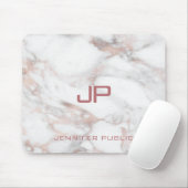 Elegant modern monogram Roos Gold White marmer Muismat (Met muis)