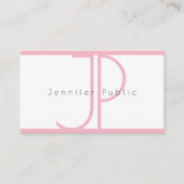 Elegant modern monogram roze witte kleur luxe visitekaartje (Voorkant)