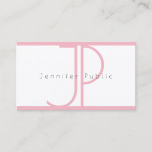 Elegant modern monogram roze witte kleur luxe visitekaartje