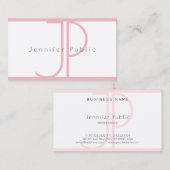 Elegant modern monogram roze witte kleur luxe visitekaartje (Voorkant / Achterkant)
