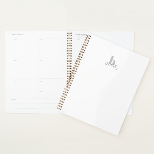 Elegant Modern Monogram Script Naam  Planner (Display)